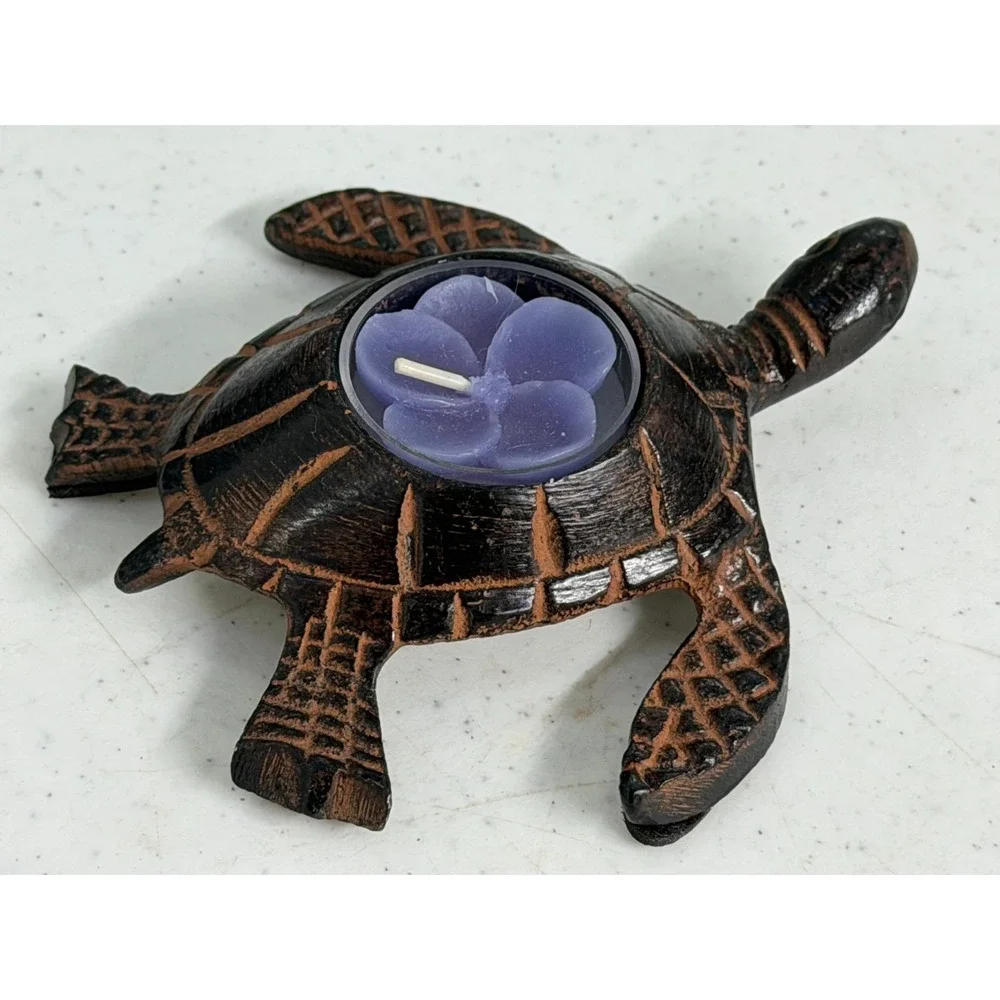 Cast Iron Metal Turtle Tea Light Candle Holder Votive Bronze Pier One 5